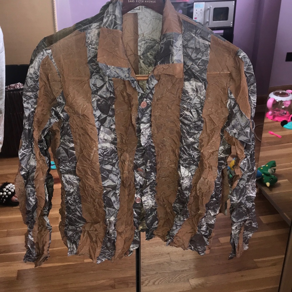 Joie Mine Paris Crinkle Silk Foil Stripe Shirt 8